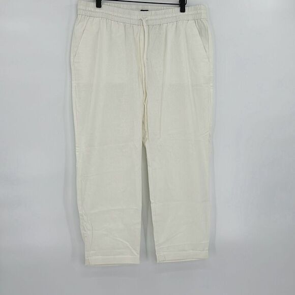 NWT J. Crew Womens White Linen-Cotton Blend Drawstring Straight leg Pant Size T2 - Picture 2 of 11